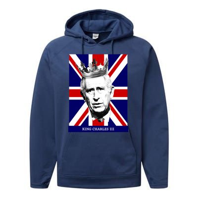 King Charles Iii Gift Union Jack Royal Family Gift Performance Fleece Hoodie