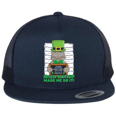 Kawaii Cat Irish Cat Catnip Meow Happy Saint Patrick Day Gift Flat Bill Trucker Hat