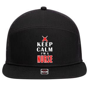 Keep Calm Im A Nurse Funny Quotes Gift 7 Panel Mesh Trucker Snapback Hat