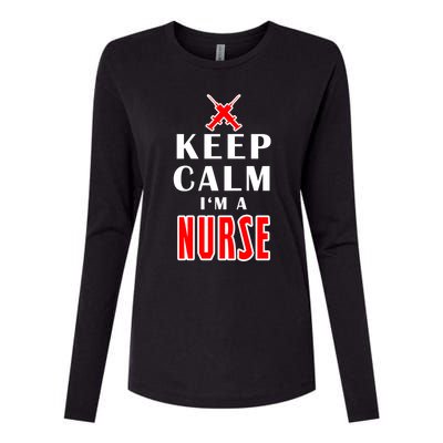 Keep Calm Im A Nurse Funny Quotes Gift Womens Cotton Relaxed Long Sleeve T-Shirt