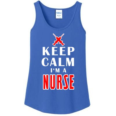 Keep Calm Im A Nurse Funny Quotes Gift Ladies Essential Tank