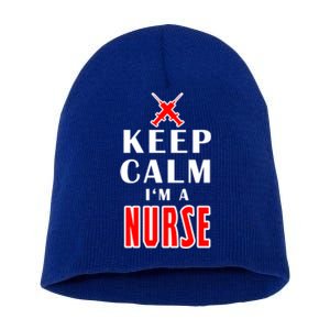 Keep Calm Im A Nurse Funny Quotes Gift Short Acrylic Beanie