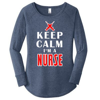 Keep Calm Im A Nurse Funny Quotes Gift Women's Perfect Tri Tunic Long Sleeve Shirt