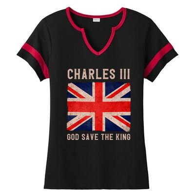 King Charles III God Save The King Monarchy UK Ladies Halftime Notch Neck Tee