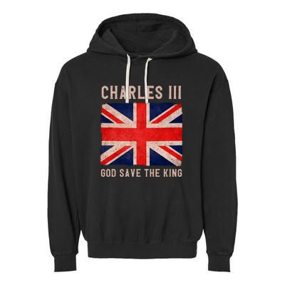 King Charles III God Save The King Monarchy UK Garment-Dyed Fleece Hoodie