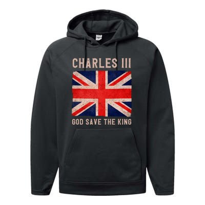 King Charles III God Save The King Monarchy UK Performance Fleece Hoodie