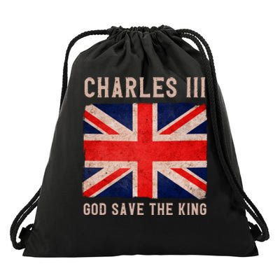 King Charles III God Save The King Monarchy UK Drawstring Bag