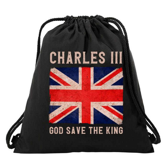 King Charles III God Save The King Monarchy UK Drawstring Bag