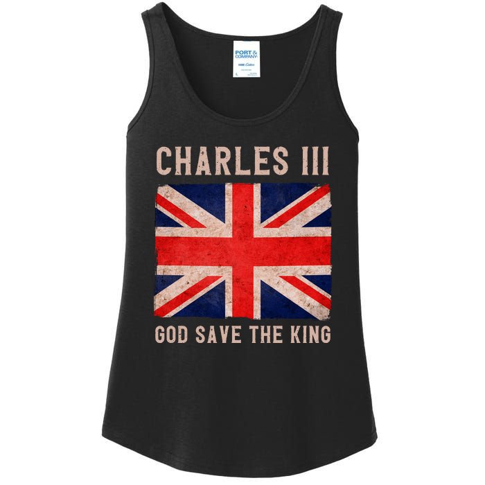 King Charles III God Save The King Monarchy UK Ladies Essential Tank