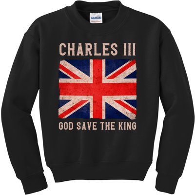 King Charles III God Save The King Monarchy UK Kids Sweatshirt