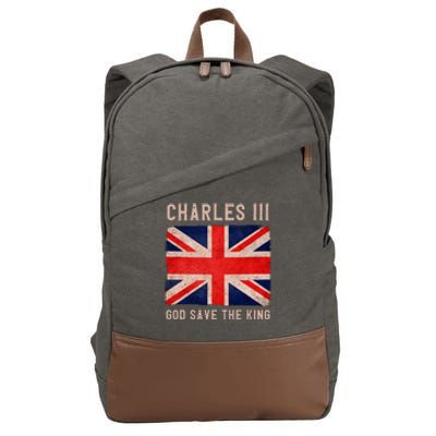 King Charles III God Save The King Monarchy UK Cotton Canvas Backpack