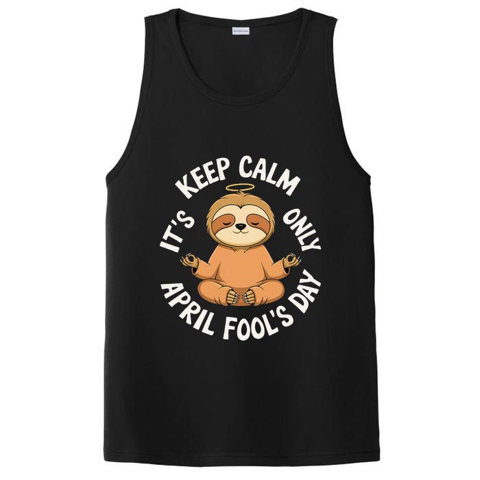 Keep Calm Its Only April Fools Day Cat For Humor Lovers PosiCharge Competitor Tank