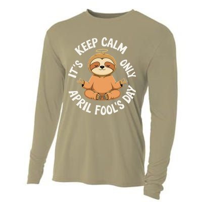 Keep Calm Its Only April Fools Day Cat For Humor Lovers Cooling Performance Long Sleeve Crew