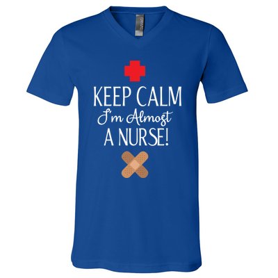 Keep Calm Im Almost A Nurse Funny Student Nurse Gift V-Neck T-Shirt