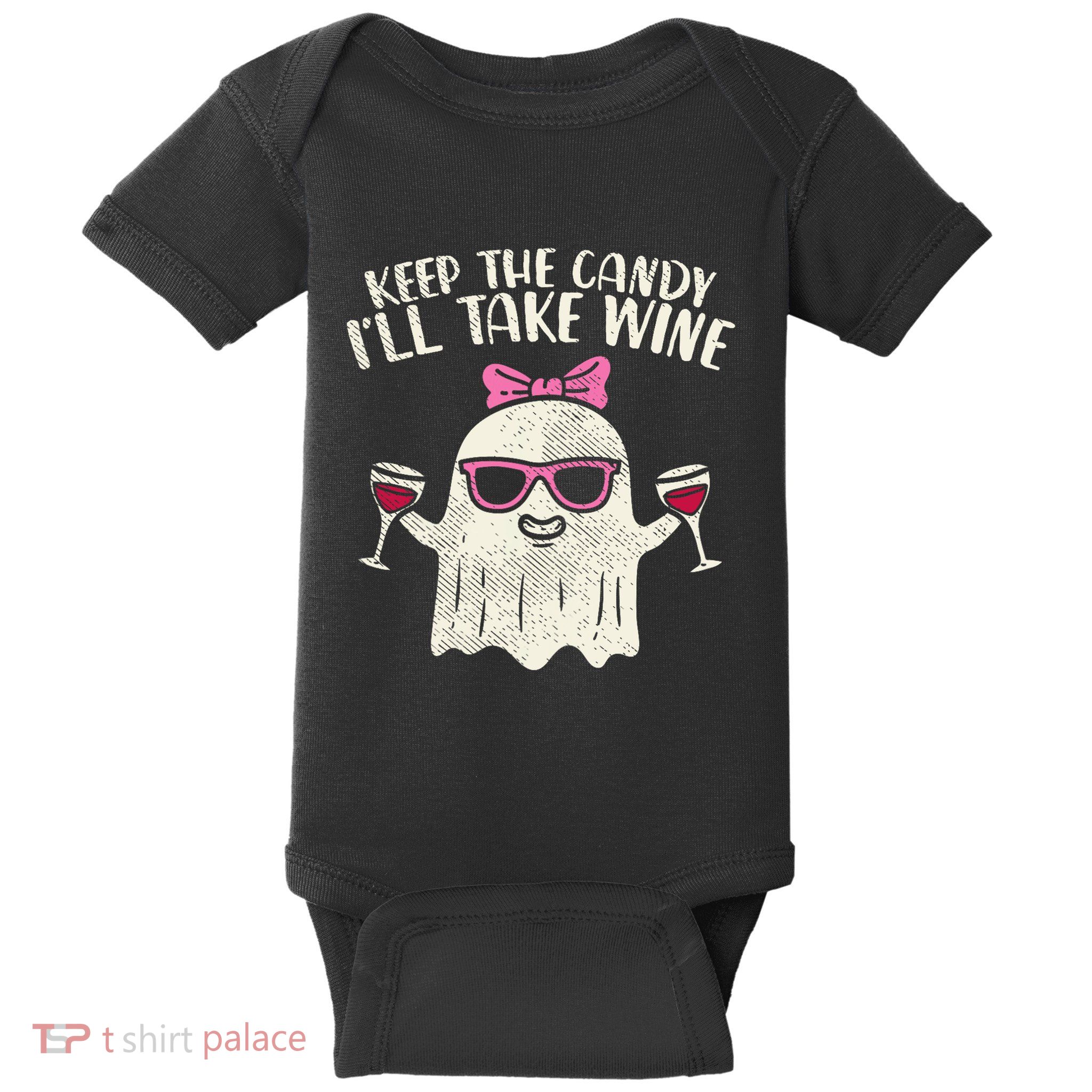 Keep Candy Ill Take Wine Ghost Funny Halloween Drinkin Women Baby Bodysuit