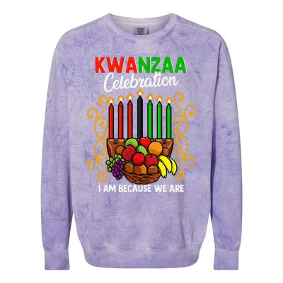 Kwanzaa Celebration I Am Because We Are Happy Kwanzaa Colorblast Crewneck Sweatshirt