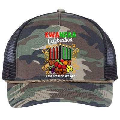 Kwanzaa Celebration I Am Because We Are Happy Kwanzaa Retro Rope Trucker Hat Cap