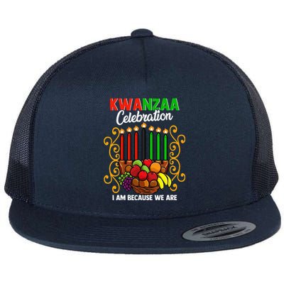 Kwanzaa Celebration I Am Because We Are Happy Kwanzaa Flat Bill Trucker Hat