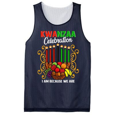 Kwanzaa Celebration I Am Because We Are Happy Kwanzaa Mesh Reversible Basketball Jersey Tank