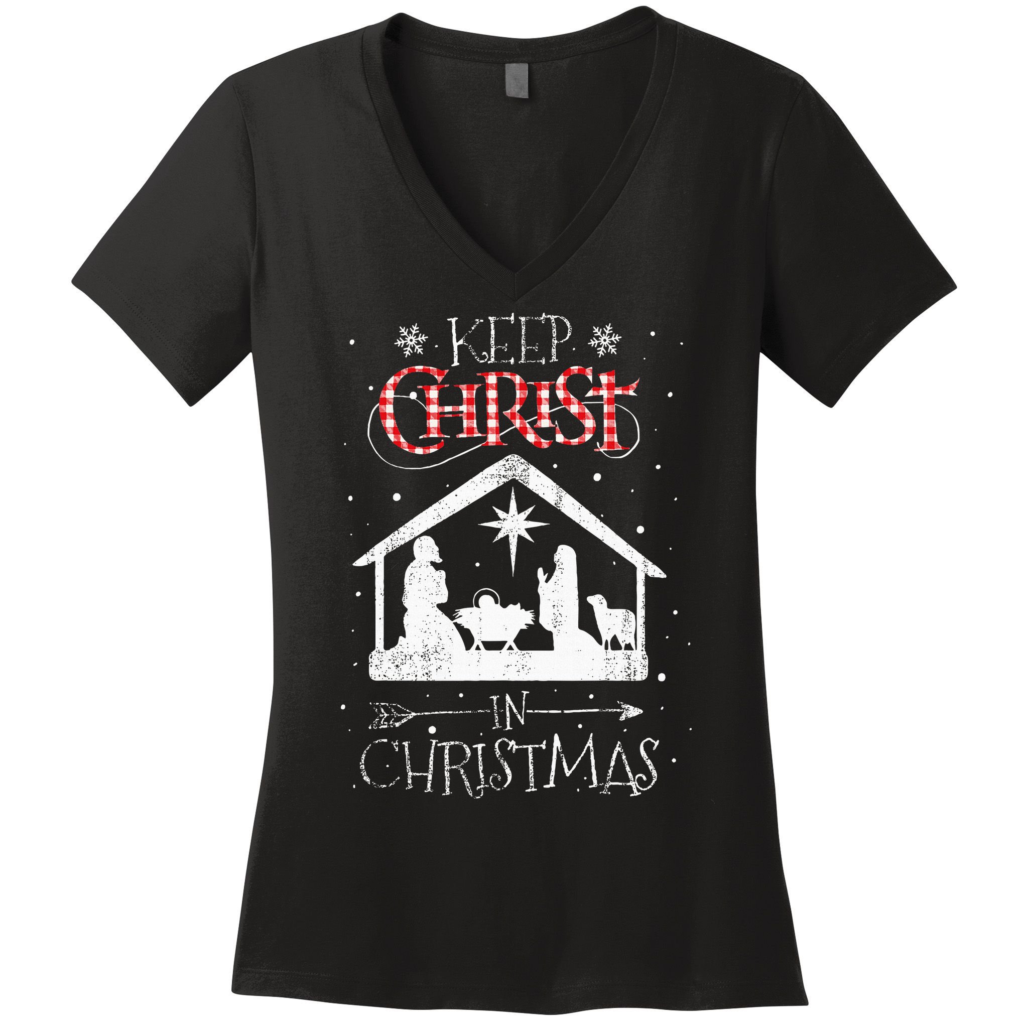 Keep Christ In Christmas Nativity Jesus Christian Christmas Women's V-Neck T-Shirt