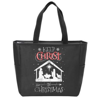 Keep Christ In Christmas Nativity Jesus Christian Christmas Zip Tote Bag