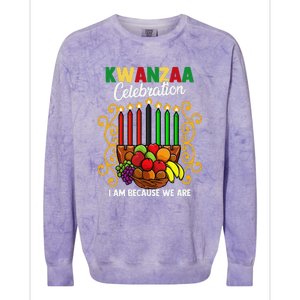 Kwanzaa Celebration I Am Because We Are Happy Kwanzaa Colorblast Crewneck Sweatshirt