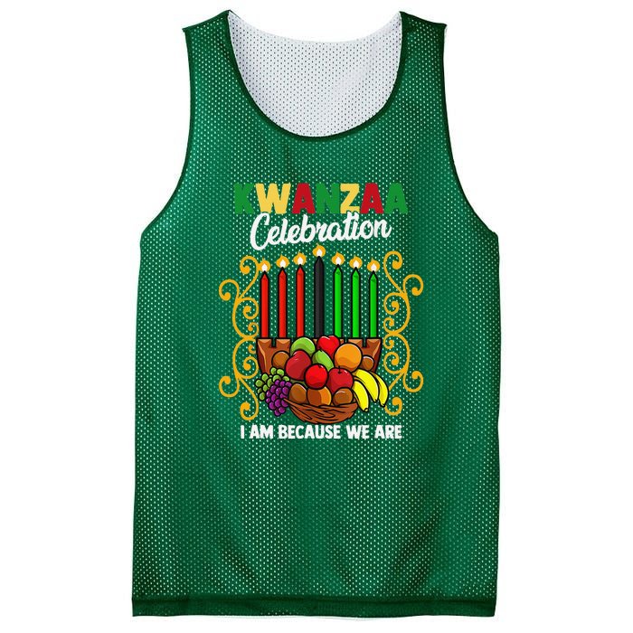 Kwanzaa Celebration I Am Because We Are Happy Kwanzaa Mesh Reversible Basketball Jersey Tank