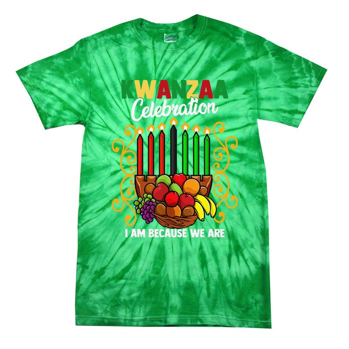 Kwanzaa Celebration I Am Because We Are Happy Kwanzaa Tie-Dye T-Shirt