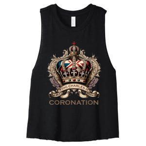 King Charles III British Monarch Royal Coronation Design Women's Racerback Cropped Tank