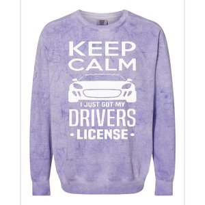 Keep Calm I Just Got My Drivers License Funny New Driver Colorblast Crewneck Sweatshirt