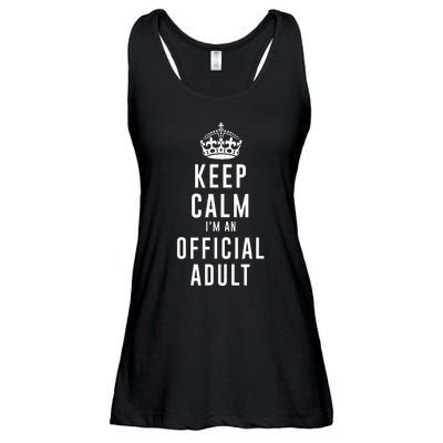 Keep Calm Im An Adult 18th Birthday Gifts Adulting Ladies Essential Flowy Tank