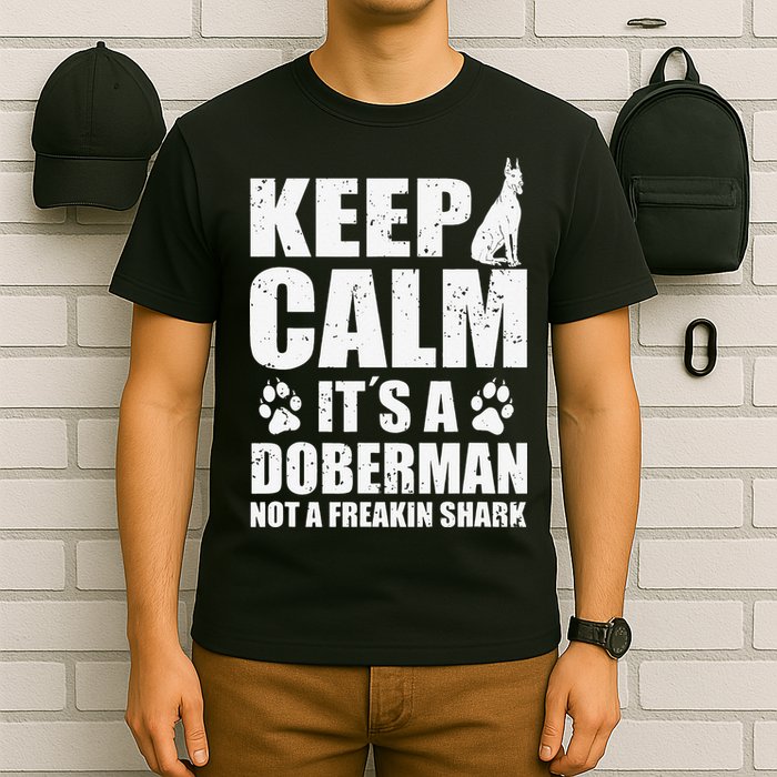 Keep Calm It's A Doberman Not A Freakin' Shark Dog T-Shirt