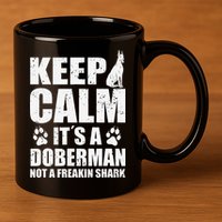 Keep Calm It's A Doberman Not A Freakin' Shark Dog 11oz C Handle Ceramic Mug