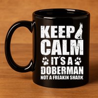 Keep Calm It's A Doberman Not A Freakin' Shark Dog 11oz C Handle Ceramic Mug
