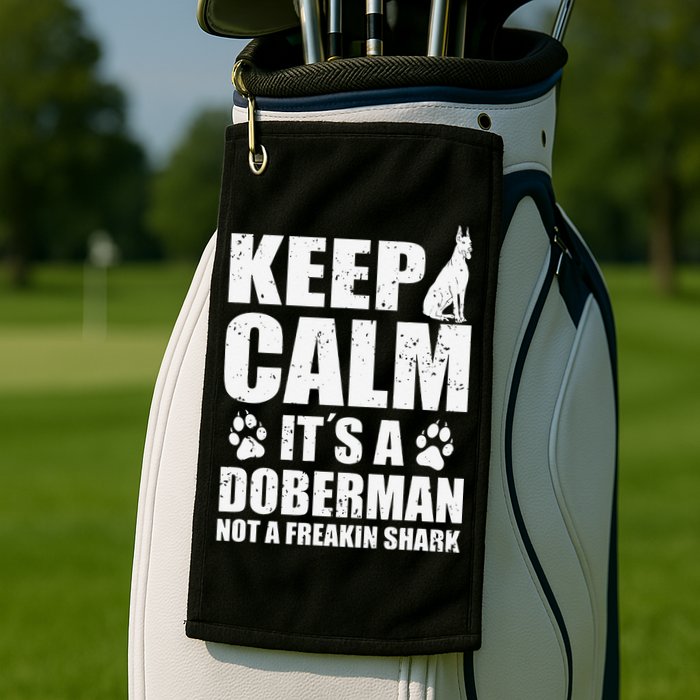 Keep Calm It's A Doberman Not A Freakin' Shark Dog Golf Towel