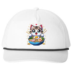 Kawaii Cat Japanese Anime Manga Cat Ramen Snapback Five-Panel Rope Hat