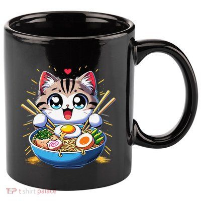 Kawaii Cat Japanese Anime Manga Cat Ramen 11oz C Handle Ceramic Mug