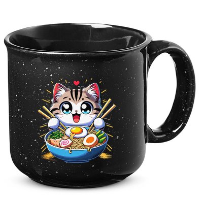 Kawaii Cat Japanese Anime Manga Cat Ramen 15oz Campfire Ceramic Mug