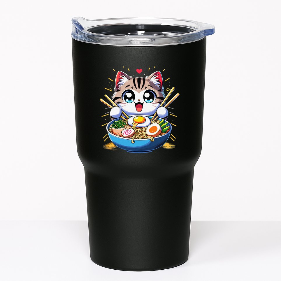 Kawaii Cat Japanese Anime Manga Cat Ramen Tumbler