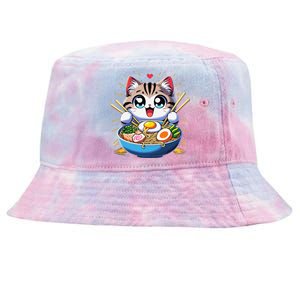 Kawaii Cat Japanese Anime Manga Cat Ramen Tie-Dyed Bucket Hat