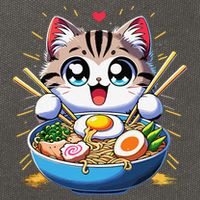 Kawaii Cat Japanese Anime Manga Cat Ramen Cotton Canvas Backpack