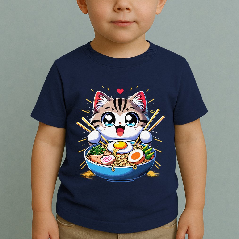 Kawaii Cat Japanese Anime Manga Cat Ramen Toddler T-Shirt