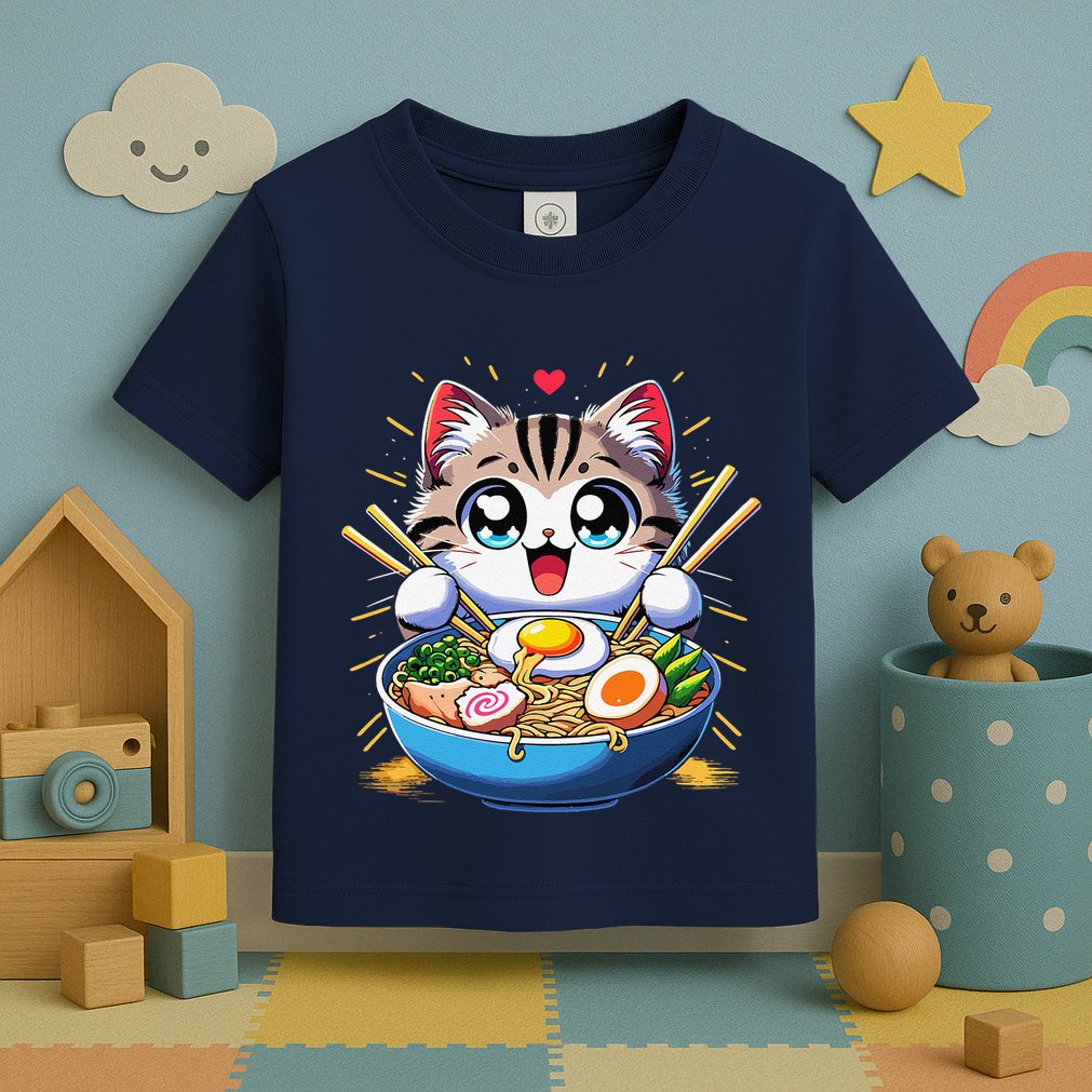 Kawaii Cat Japanese Anime Manga Cat Ramen Toddler T-Shirt