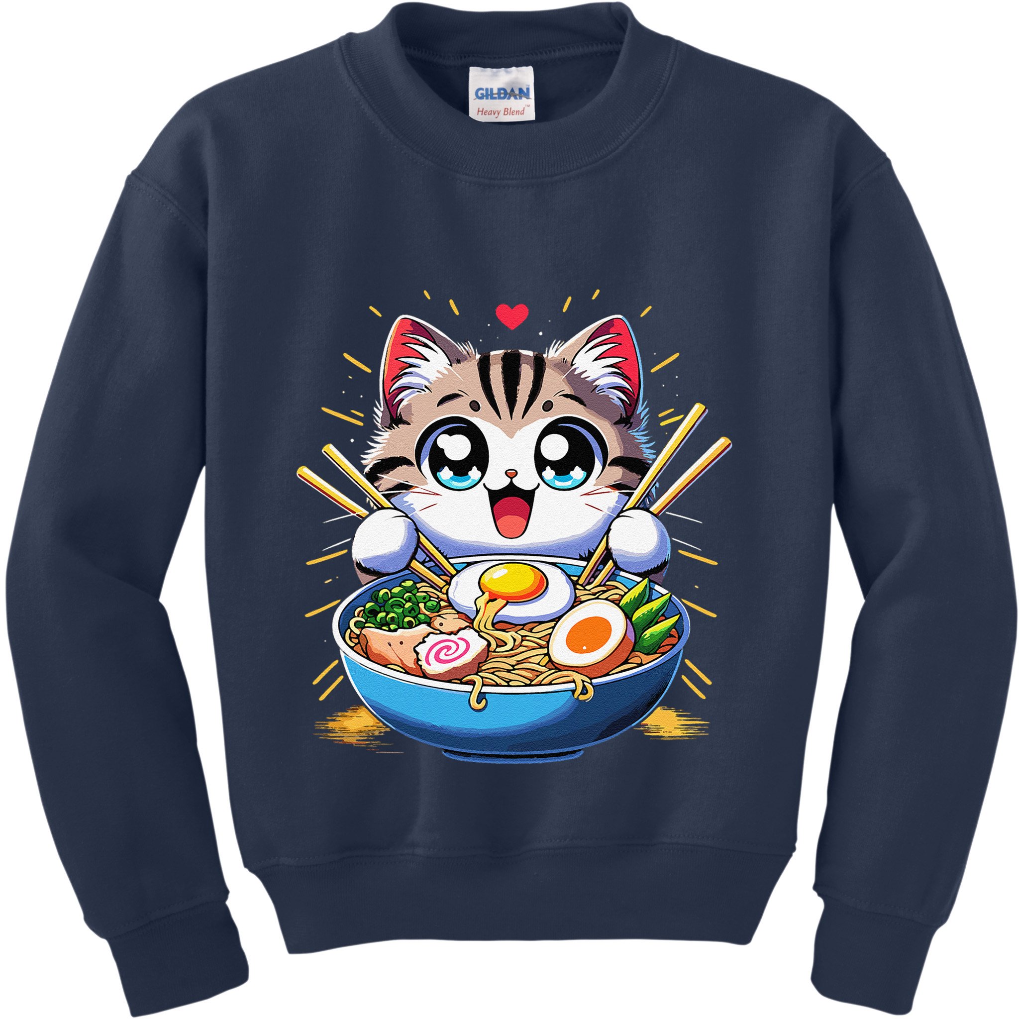 Kawaii Cat Japanese Anime Manga Cat Ramen Kids Sweatshirt