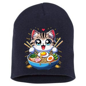 Kawaii Cat Japanese Anime Manga Cat Ramen Short Acrylic Beanie