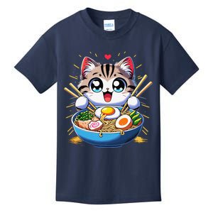 Kawaii Cat Japanese Anime Manga Cat Ramen Kids T-Shirt