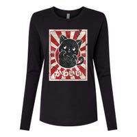 Kawaii cat Japanese black anime cat lover Womens Cotton Relaxed Long Sleeve T-Shirt