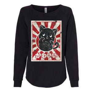 Kawaii cat Japanese black anime cat lover Womens California Wash Sweatshirt