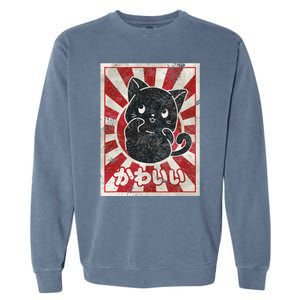 Kawaii cat Japanese black anime cat lover Garment-Dyed Sweatshirt