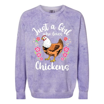 Kids Chicken Just A Girl Who Loves Chickens Colorblast Crewneck Sweatshirt